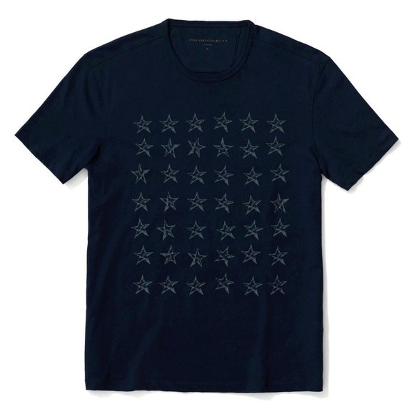 John Varvatos Rows Of Stars Graphic T-Shirt Navy - Picture 3 of 6
